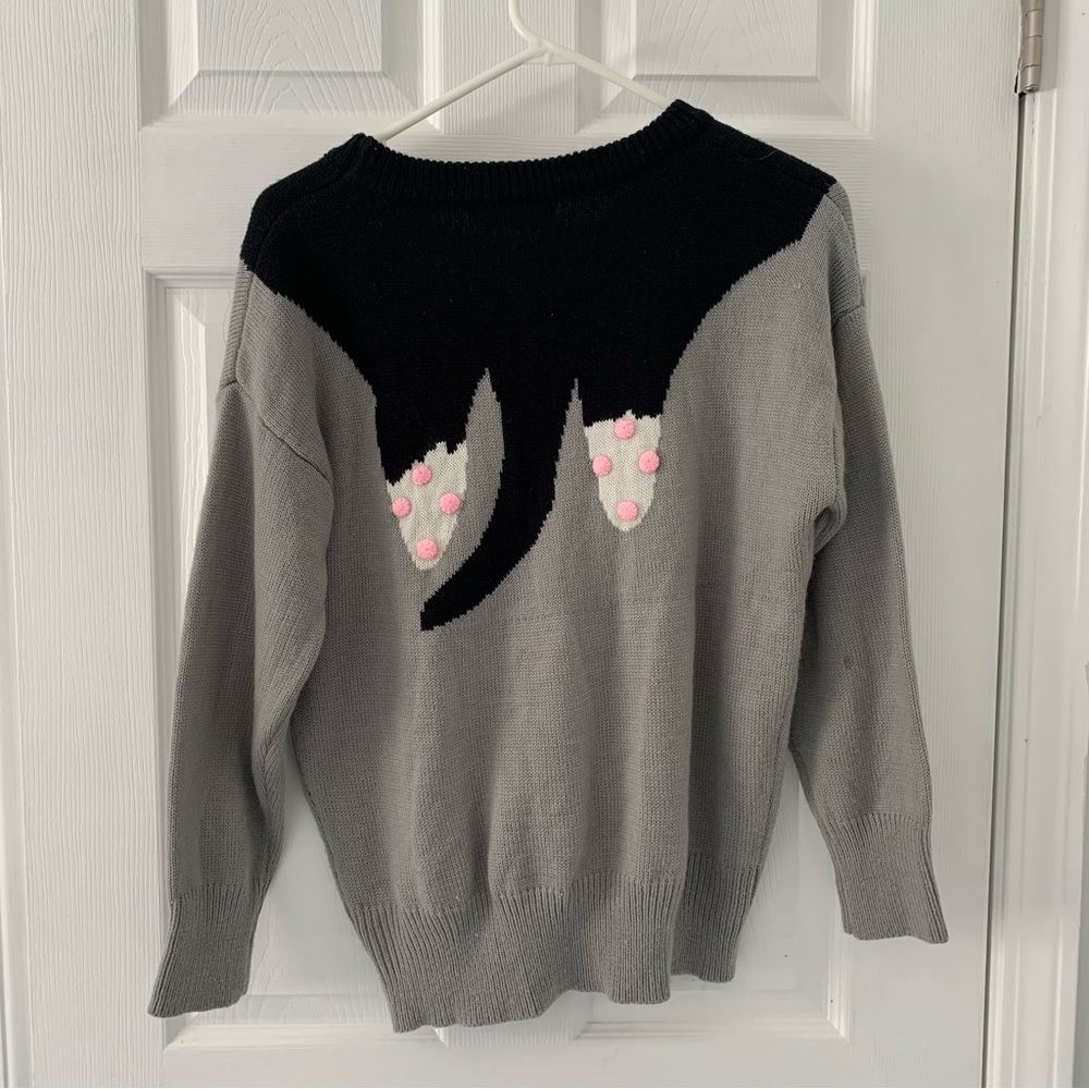OASAP Black and Gray Cat Sweater - Picture 4 of 6